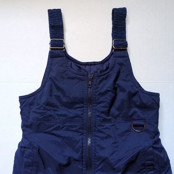 Lands End Snow Ski Pants Kids Size 5 Navy Blue Bibs Overalls Pockets 100% Nylon - Picture 2 of 11